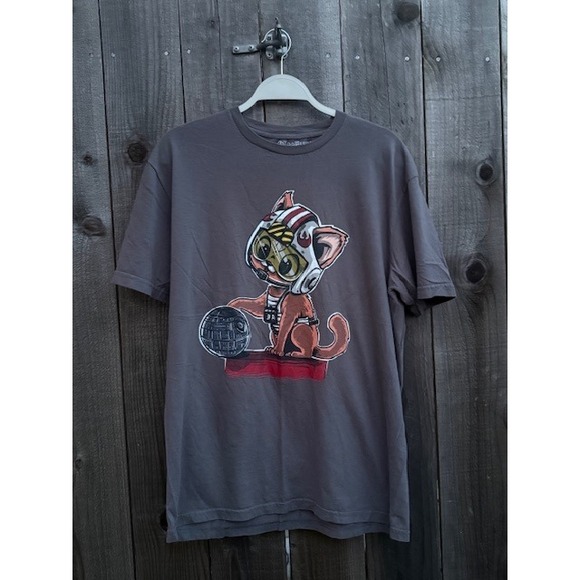 Teefury Other - TeeFury Star Wars Cat Rebel Pilot Death Star Graphic Tee Gray Mens Large